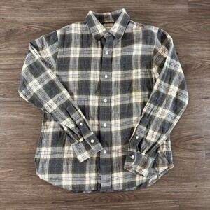 Buck Mason Green Brushed 100% Cotton Plaid Flannel One Pocket Shirt Medium